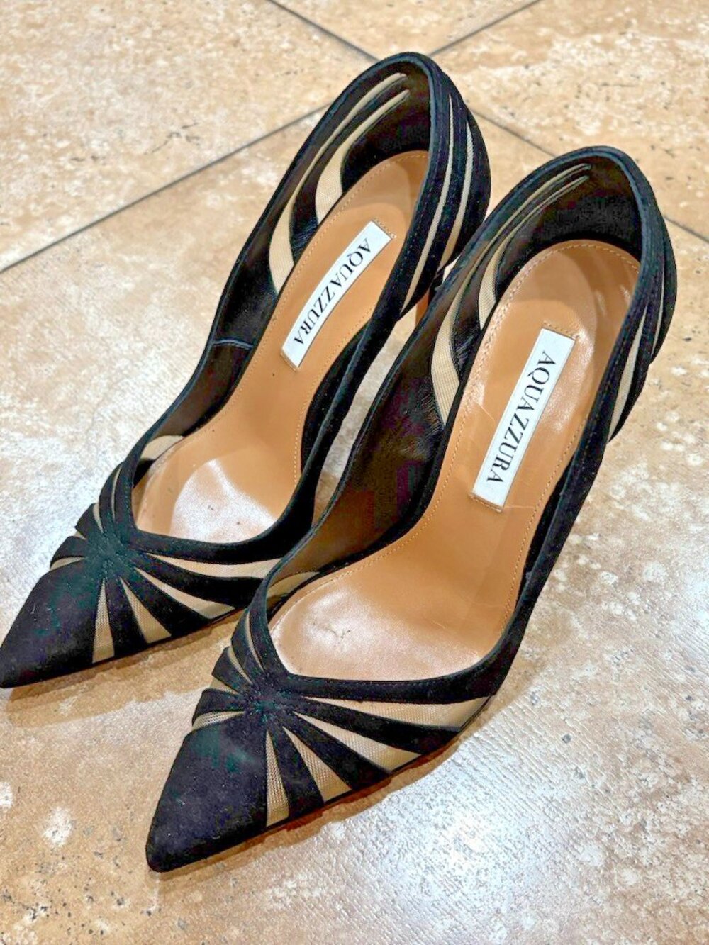 Aquazzura The Spy Suede & Mesh Pump Women's